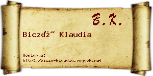 Biczó Klaudia névjegykártya